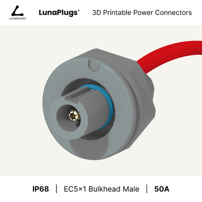 EC5x1 - 50 Amps, IP68 - Bulkhead Male Connector - LunaDrives®