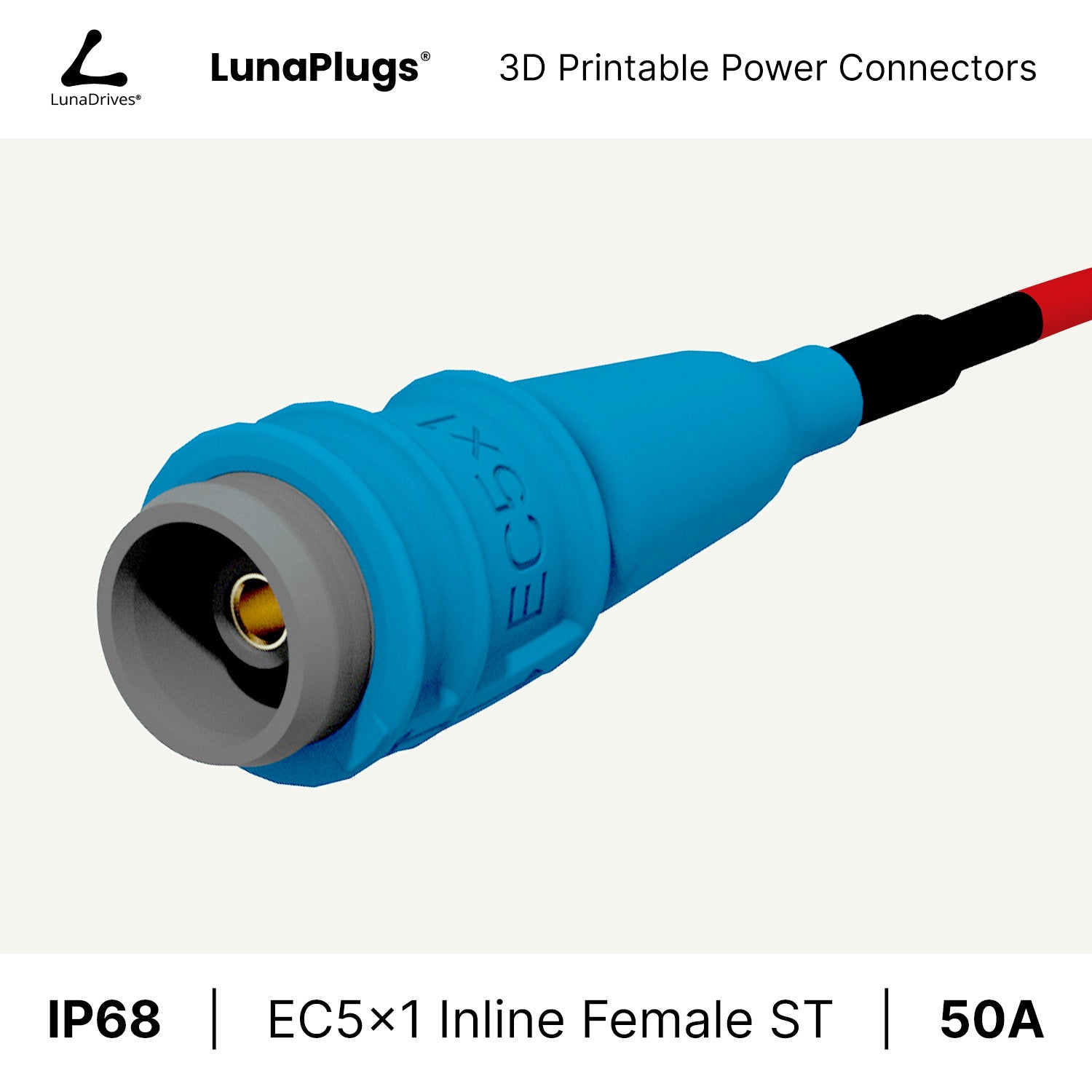 EC5x1 - 50 Amps, IP68 - Inline Female Connector - LunaDrives®