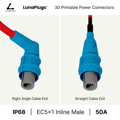 EC5x1 - 50 Amps, IP68 - Inline Male Connector - LunaDrives®