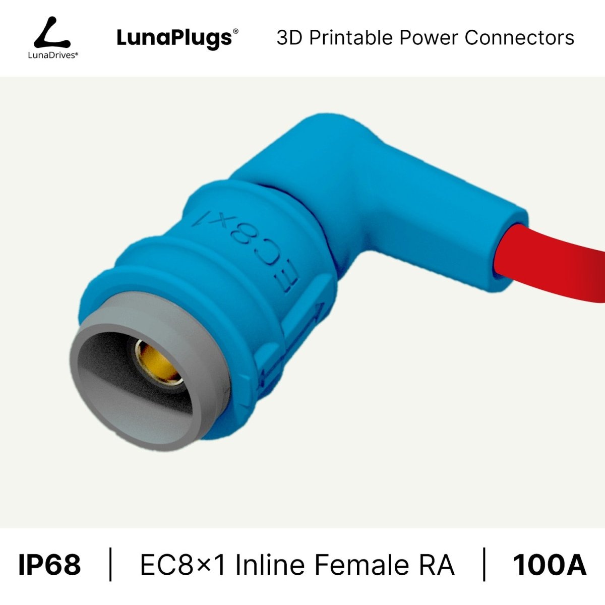 EC8x1 - 100 Amps, IP68 - Inline Female Connector - LunaDrives®