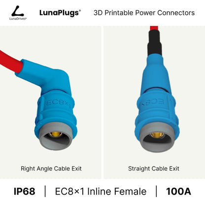 EC8x1 - 100 Amps, IP68 - Inline Female Connector - LunaDrives®