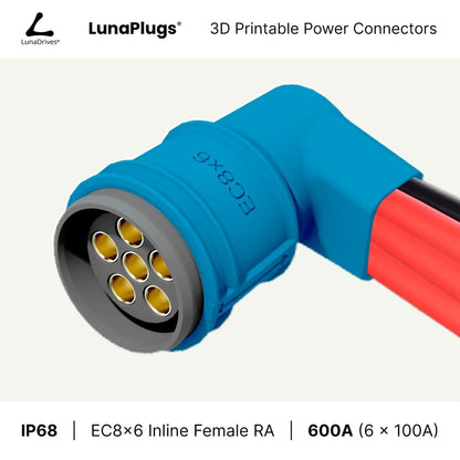 EC8x6 - 600 Amps, IP68 - Inline Female Connector - LunaDrives®